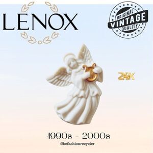 Vintage Lenox Porcelain and 24k Angel Brooch pin EUC